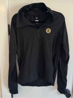 adidas Black Quarter-Zip Pullover with Boston Bruins Crest